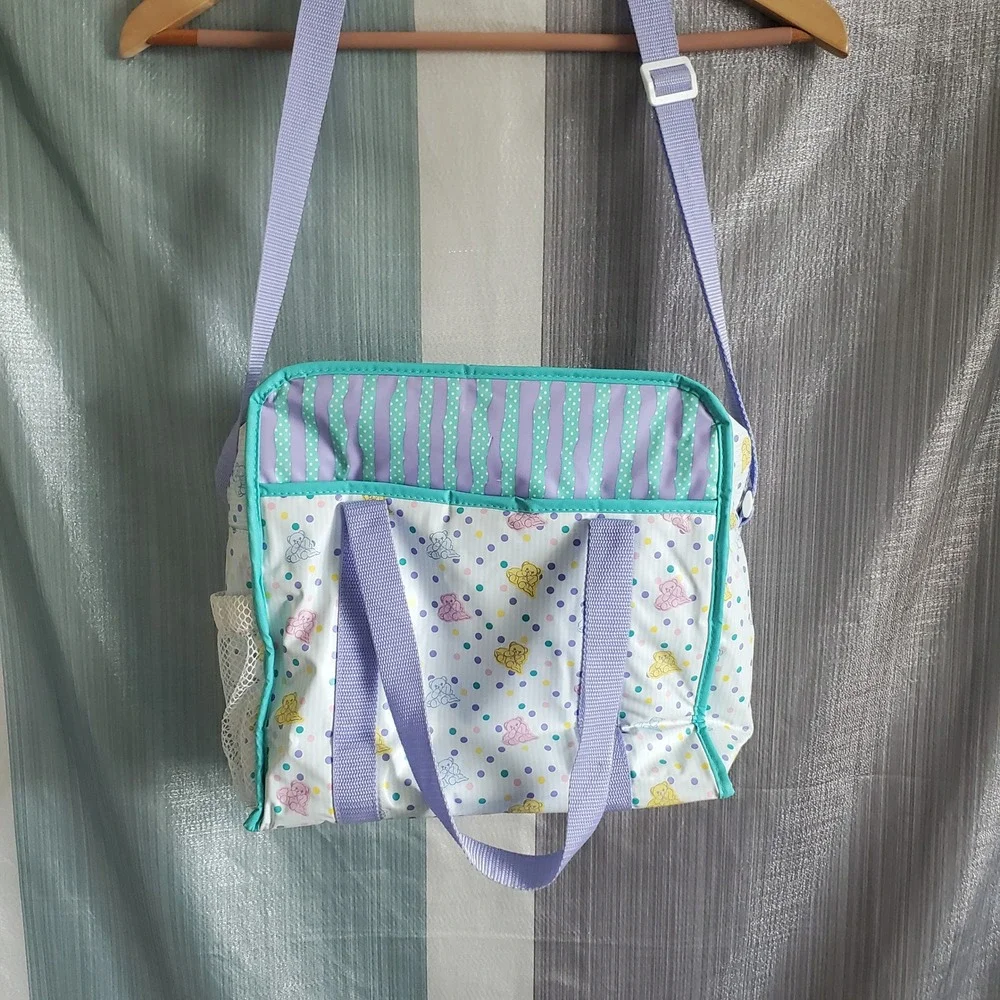 Vintage Similac Ross Pediatrics Diaper Bag Pastel Teddy Bear Polka Dot 90s Retro